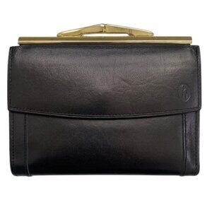 VINTAGE Hartmann Black Leather Kisslock Wallet Coin Purse